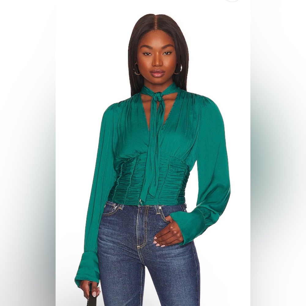 Free People Meet Me There Buttondown in Green Balsam NWT XS